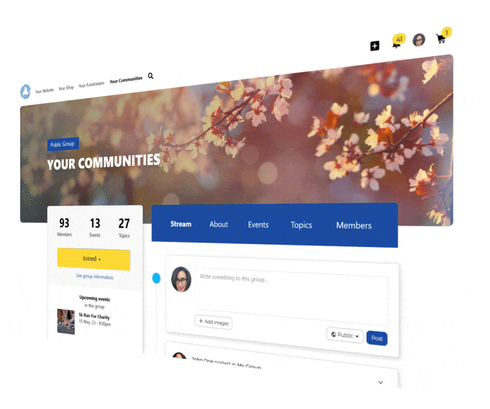 A sample of the community interface